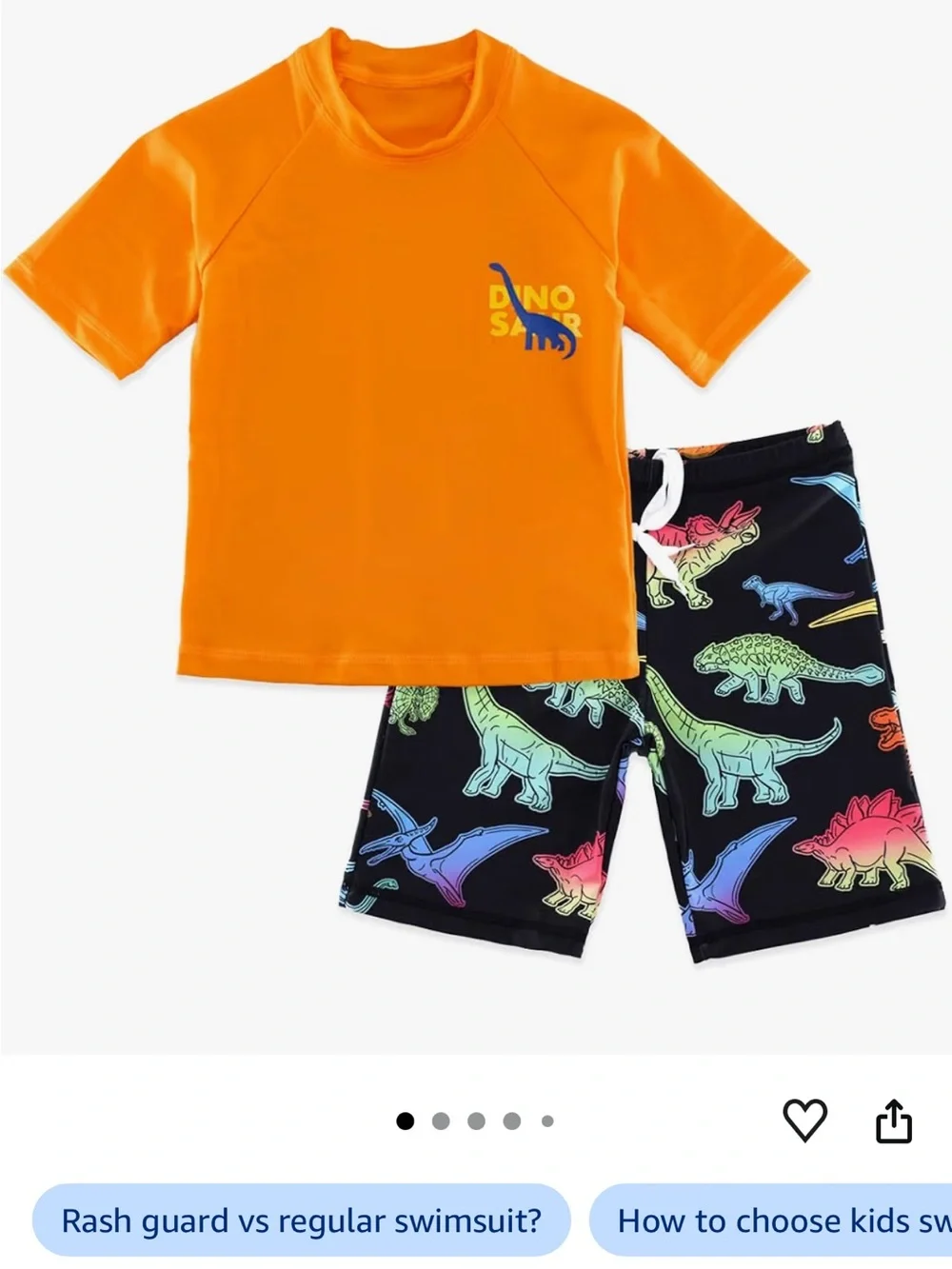 Under Armour Orange boys Short-Sleeve Top With Blue Shorts swimwear Set size 6